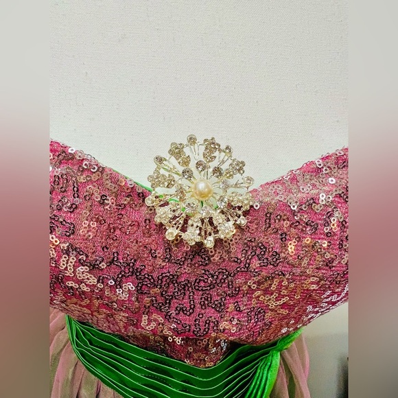 Ever Pretty Purple & Green Sequin Top Dress with Green Sash -Comes with Sash Pin - Picture 6 of 16